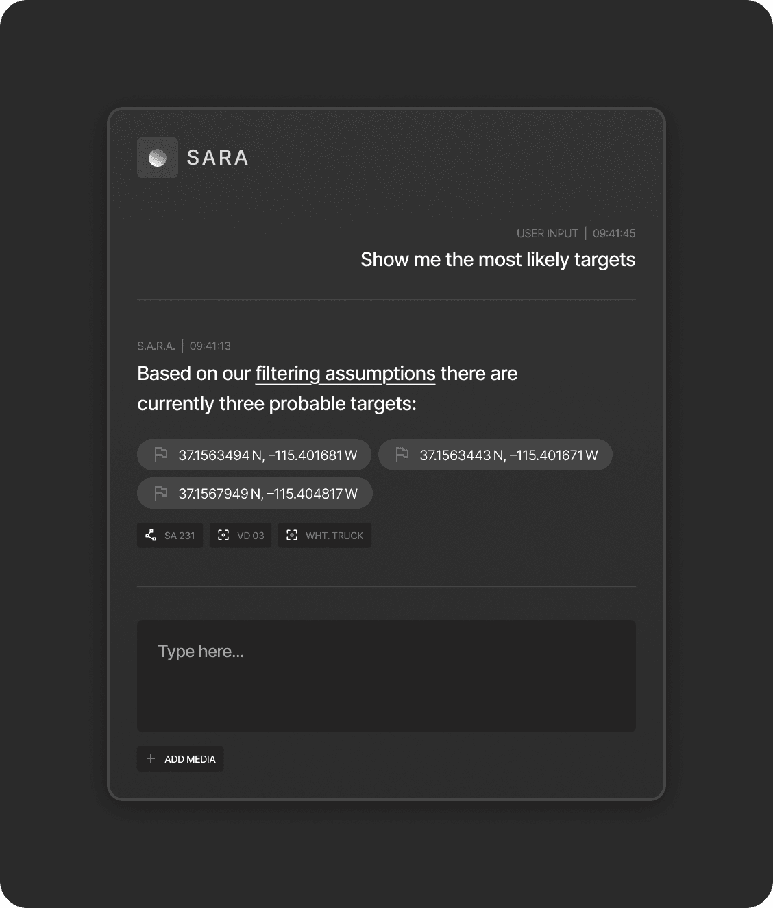SARA Interface Visualization